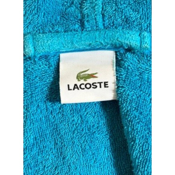 LACOSTE Blue Terry Cloth Hooded Bathrobe - Small/Medium - Picture 4 of 5